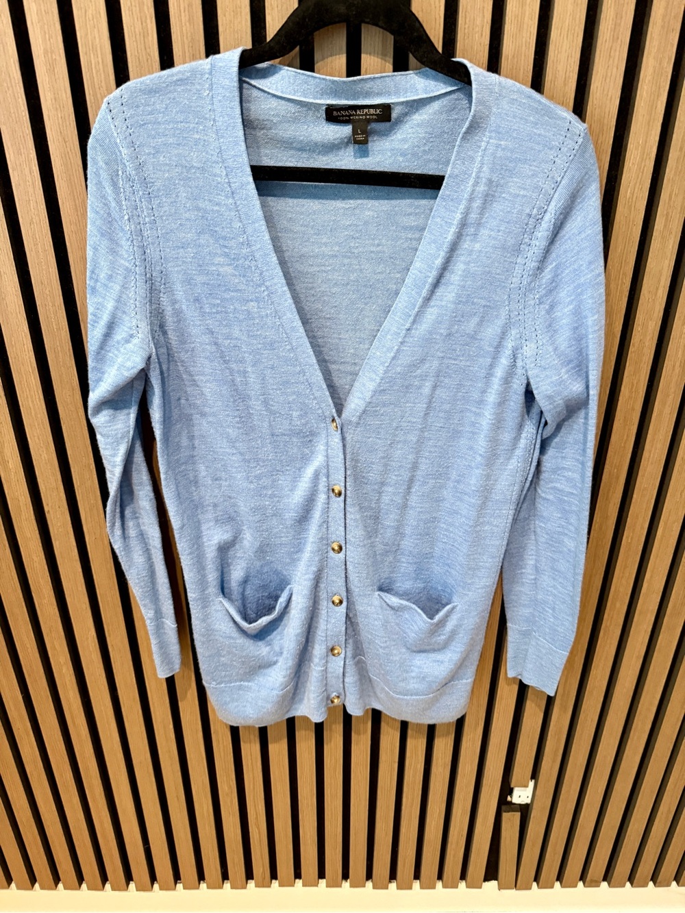 Banana Republic Light Blue V-Neck Button Front Cardigan